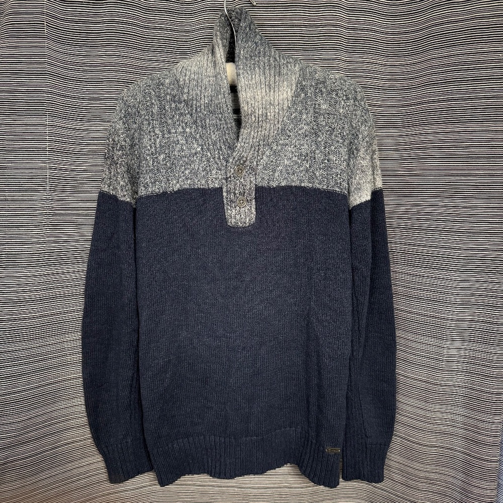 J. B. HOLT Men’s "The Jefferson" Cotton Blend Grey & Blue Sweater Size XL